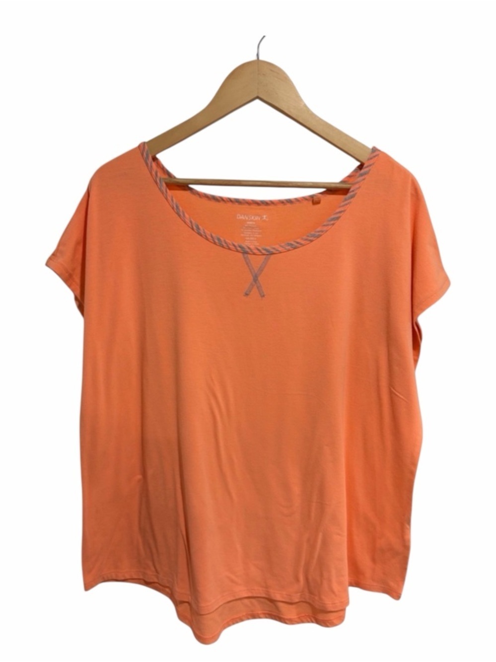 Danskin Women’s Peach Short Sleeve Scoop Neck Top Cotton Blend